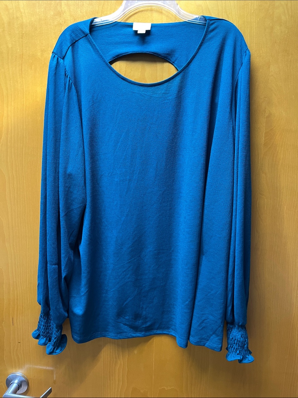 LuLaRoe Teal Blue Long Sleeve Top with Keyhole Back